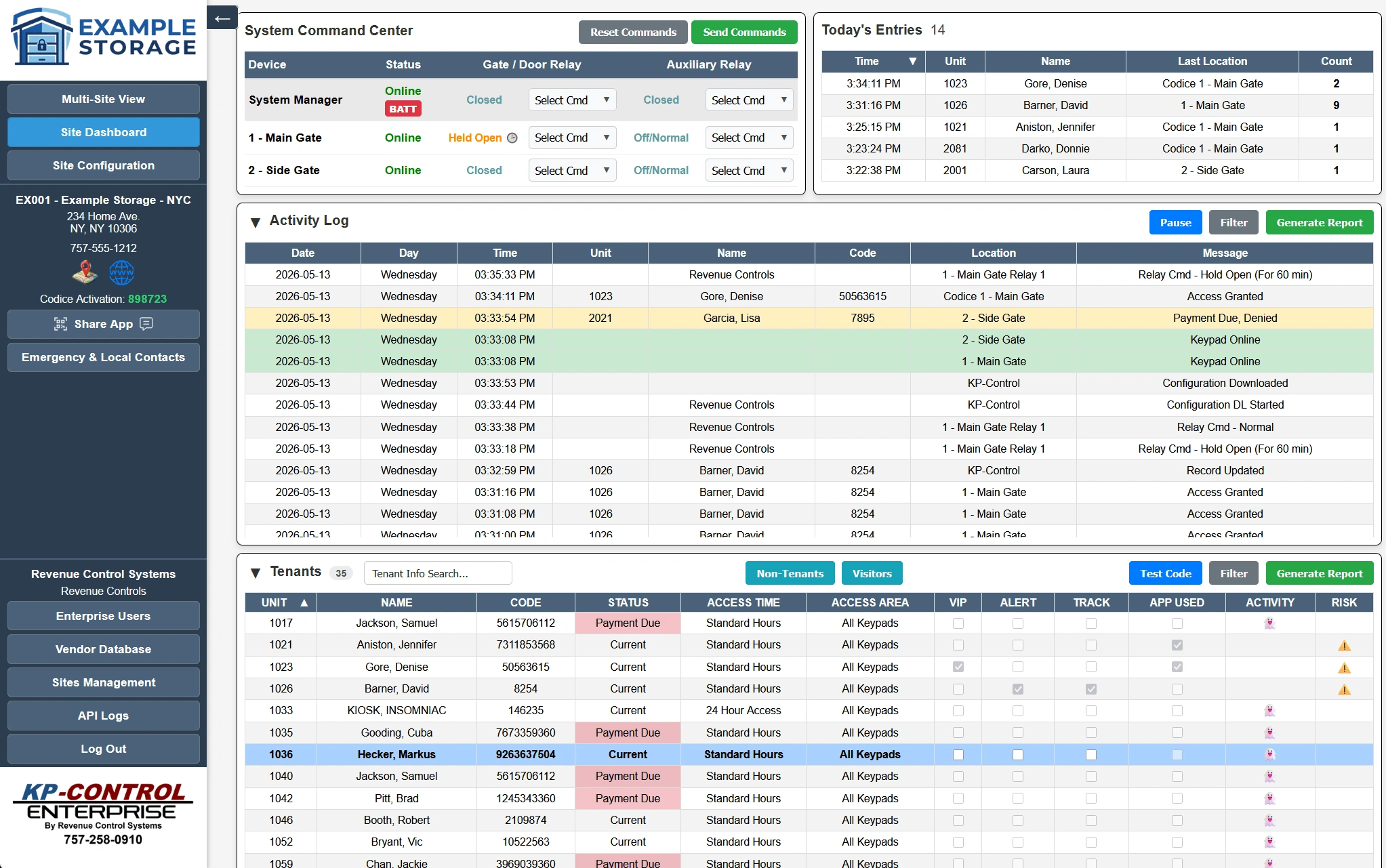 Enterprise Single-Site Detailed View